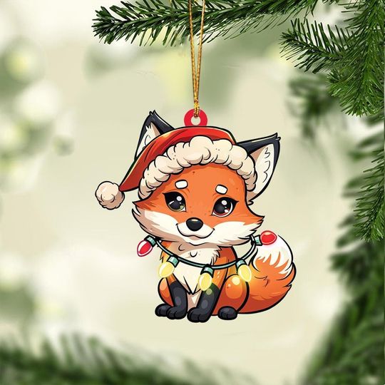 Fox Christmas Light Ornament, Christmas Tree Decor, Loved Fox Ornament, Christmas Hanging Ornament Gift