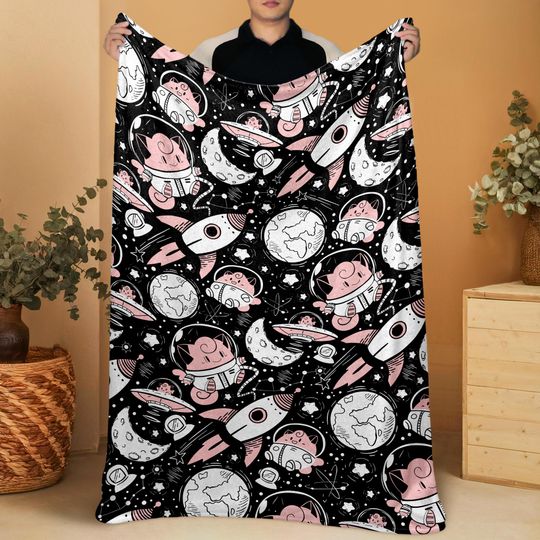 Discover Cleffa Astronaut Fleece Blanket, Cozy Throw Blanket For Bedroom Decor, Soft Cotton Baby Blanket, Funny Family Blanket, Cleffa Blanket Gift