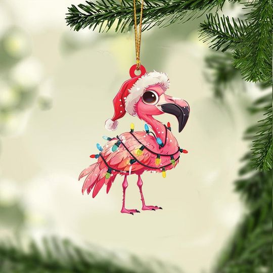 Discover Flamingo Christmas Light Ornament, Christmas Tree Decor, Loved Flamingo Ornament, Christmas Hanging Ornament Gift  TD-0904-2USQ