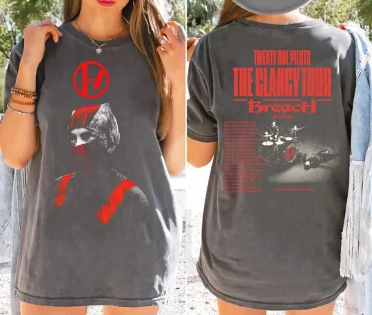 Discover Twenty One Music Tour 2025 T-Shirt - Pilotss Band Breach Inspired Double Sided T-Shirt