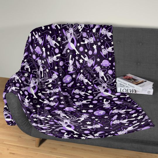 Mewtwo and Mew Galaxy Blanket, Soft Fleece Throw, Cute Mewtwo Fleece Blanket