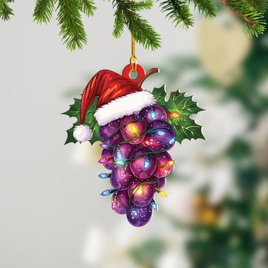 Discover Grapes Christmas Tree Ornament, Grapes Car Ornament, Grapes Flat Hanging Ornament, Grapes Lovers Xmas Ornament Gift TD-0926-BTDB