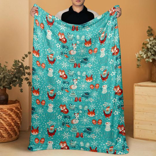 Pachirisu and Ditto Christmas Fleece Blanket, Cozy Throw Blanket