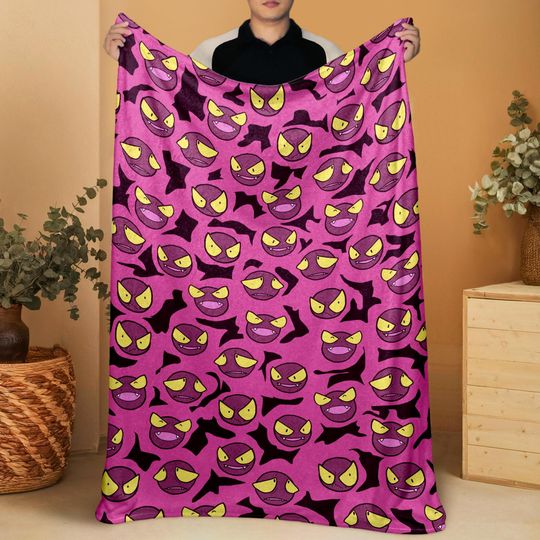 Discover Gastly Fleece Blanket, Cozy Throw Blanket For Bedroom Decor, Soft Cotton Baby Blanket, Home Decor Family Blanket Gift