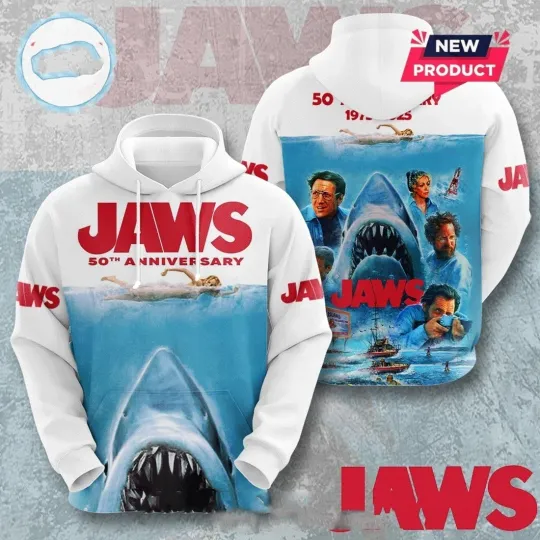 Jaws Spielberg Movie Anniversary 3D Polyester Hoodie