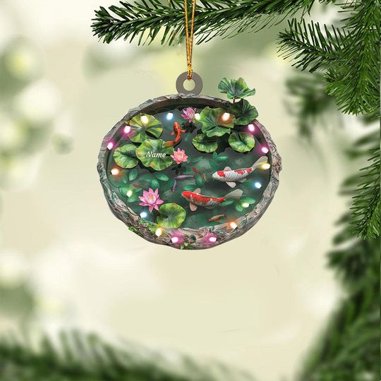 Personalized 2D Flat Koi Fish Ornament, Koi Fish Xmas Ornament, Koi Fish Lake Ornament Fish Lover Gift