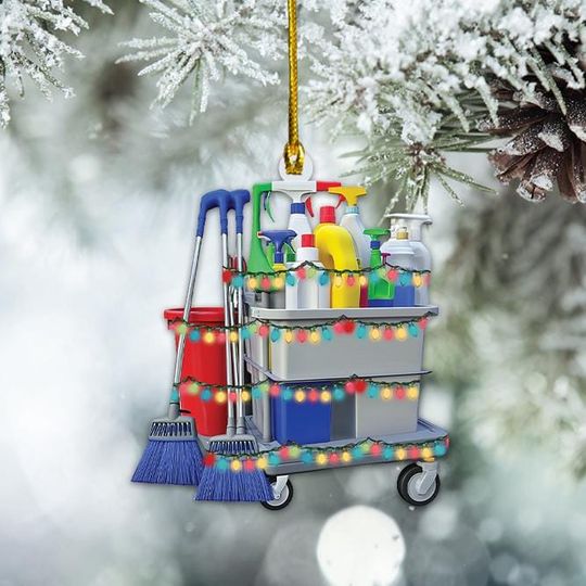 Discover Personalized Cleaning Services Ornament Janitor Cleaning Trolley Christmas Ornament Maid Service Ornament Housekeeping Ornament TD-1023-OZSP