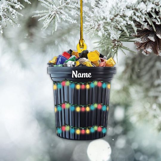 Discover Personalized Trash Can Ornament, Trash Can Christmas Ornament, Garbage Can Ornament, Rubbish Bin Ornament, Sanitation Worker TD-1101-JB0X