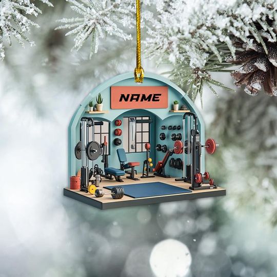Discover Gym Christmas Ornament, Workout Xmas Ornament, Fitness Holiday Ornament, Weightlifting Ornament, Personal Trainer Ornament Gift TD-1119-ASVP