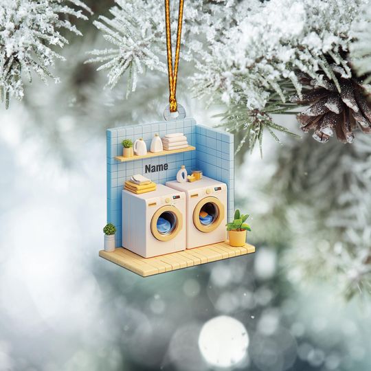 Discover Laundry Room Christmas Ornament, Laundry Shop Xmas Ornament, Laundry Service Ornament, Laundromat Ornament, Clothes Washing TD-1129-WRW0