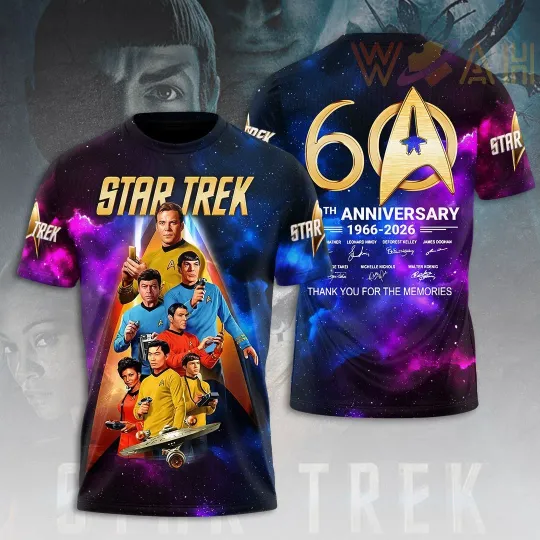 Discover Star Treks 60Th Anniversary 3D T-Shirt For Holiday Gift Size S-5XL