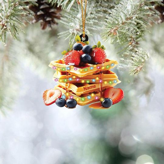 Discover Personalized Waffle Honey Christmas Ornament, Honey Waffle Breakfast Ornament, Waffle Lovers Ornament Gift, Food Cake Ornament  TD-1108-EPDH