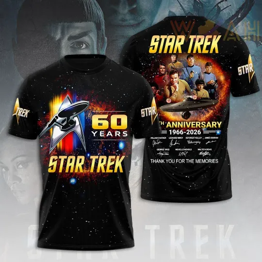 Discover Star Treks 60Th Anniversary 3D T-Shirt For Holiday Gift Size S-5XL