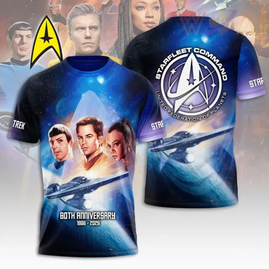 Discover Star Treks 60Th Anniversary 3D T-Shirt For Holiday Gift Size S-5XL