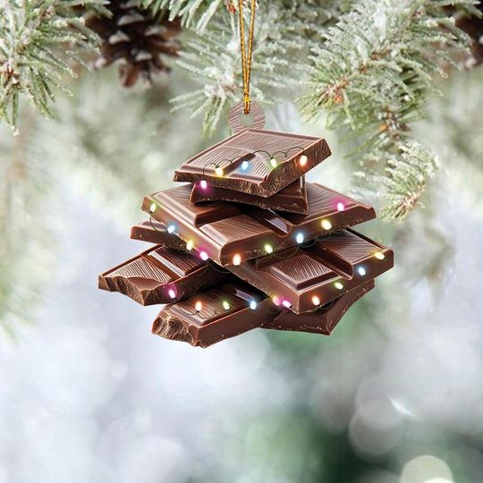 Personalized Chocolate Christmas Ornament, Chocolate Bar Ornament, Chocolate Lovers Ornament Gift, Chocolate Holiday Ornament