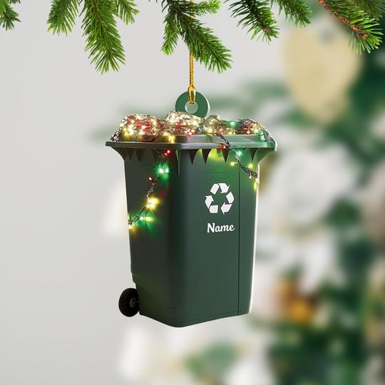 Discover Personalized Recycling Bin Ornament, Trash Can Christmas Ornament, Garbage Can Ornament, Sanitation Worker