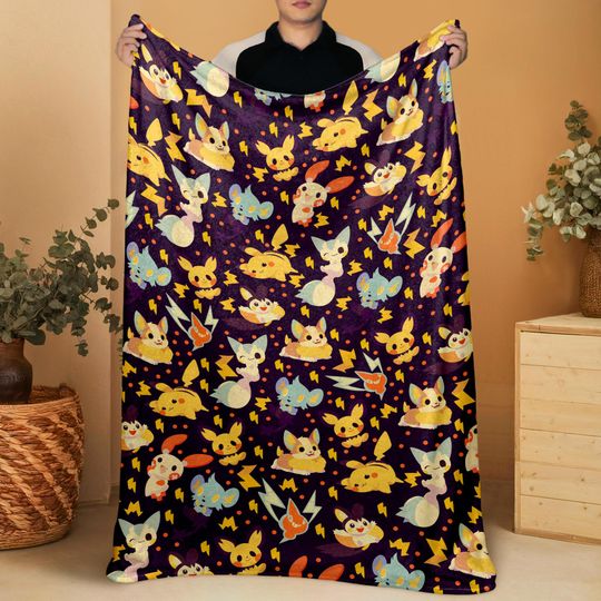 Discover Pika Fleece Blanket Home Decor Pachirisu Blanket Throw Blanket Cute Chibi Baby Blanket Pika Blanket Gifts