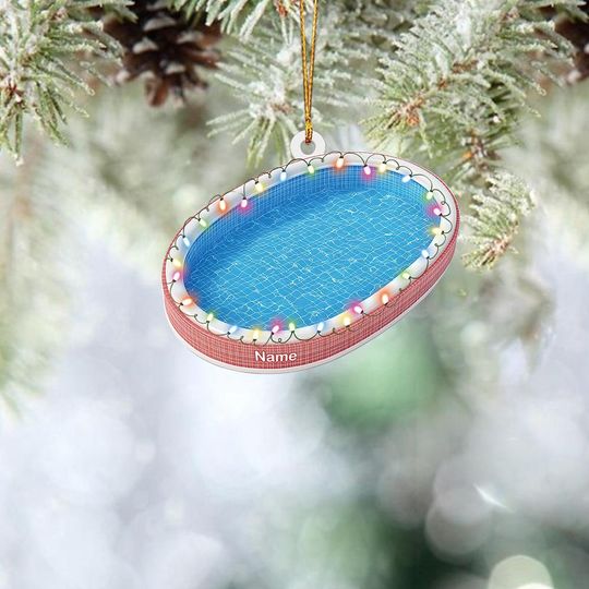 Discover Personalized Swimming Pool Ornament, Swimming Pool Christmas Ornament, Pool Lovers Ornament Gift, Pool Holiday Ornament Decor