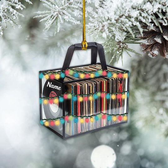 Personalized Vinyl Record Bag Christmas Ornament, Vinyl Record Christmas Ornament, Musician Ornament, Classic Music Lovers Gift