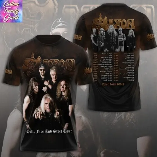 Saxon Hell Fire And Steel Tour 2025 3D T-Shirt