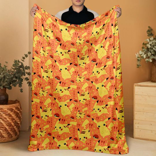 Discover Pika Fleece Blanket Home Decor Throw Blanket Bedroom Decor Baby Blanket Yellow Pika Blanket Gifts