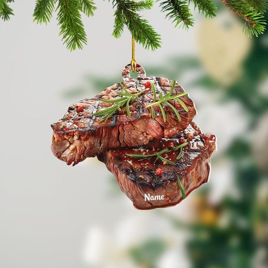Discover Christmas Steak Ornament, Christmas Tree Ornament Decor, Food Ornament Lover Gift, Christmas Hanging Ornament Gift TD-1028-PMUT