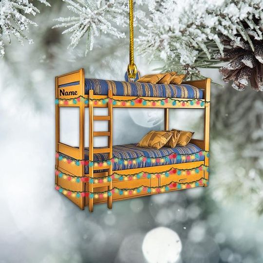Discover Personalized Bunk Bed Ornament, Bunk Bed Christmas Ornament, Bedroom Holiday Ornament Decor, Bunk Bed Hanging Ornament Decor TD-1031-SNIF