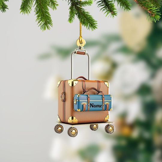 Discover Personalized Luggage Trolley Cart Ornament, Luggage Trolley Car Ornament, Luggage Trolley Cart Christmas Ornament Holiday Gift TD-1016-L9RH
