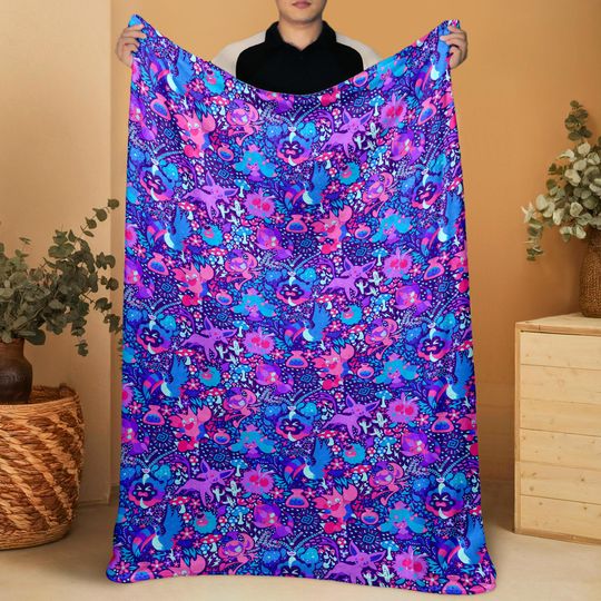 Espeon and Cosmog Fleece Blanket