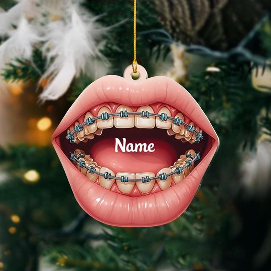 Discover Personalized Dental Braces Christmas Ornament, Funny Tooth Ornament, 2D Flat Ornament, Dentist Christmas Ornament ID-1104-GSUV