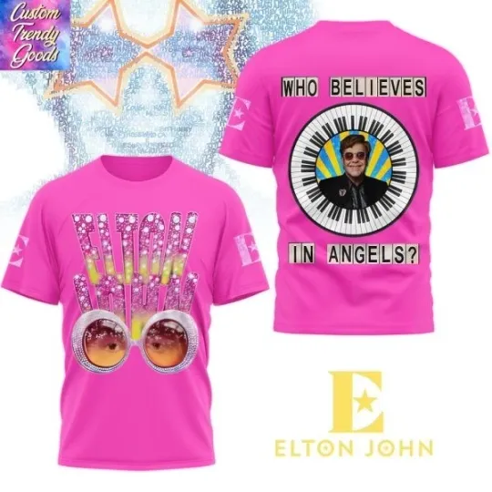 Discover Elton John Who Believes In Angels 3D T-Shirt – Pink