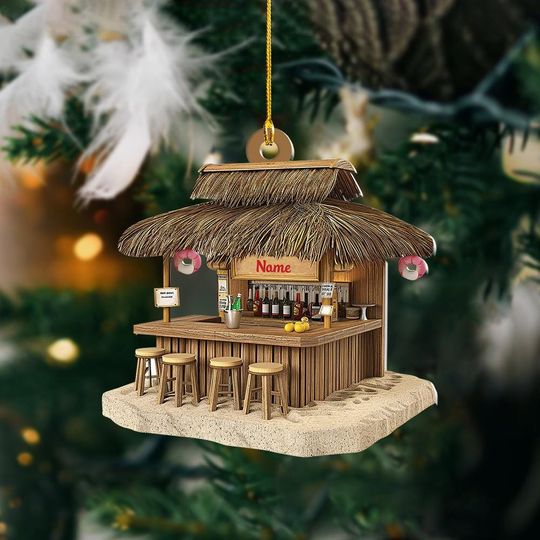 Discover Custom Name Beach Bar Ornament, Beach Bar Christmas Tree Decor, Loved Beach Bar Ornament, Xmas Hanging Ornament Gift ID-1105-XY2Y