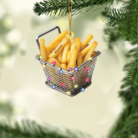 Discover Personalized French Fries Ornament, French Fries Christmas Ornament, Fast Food Lovers Ornament, Kitchen Holiday Ornament Decor TD-1122-JDJN