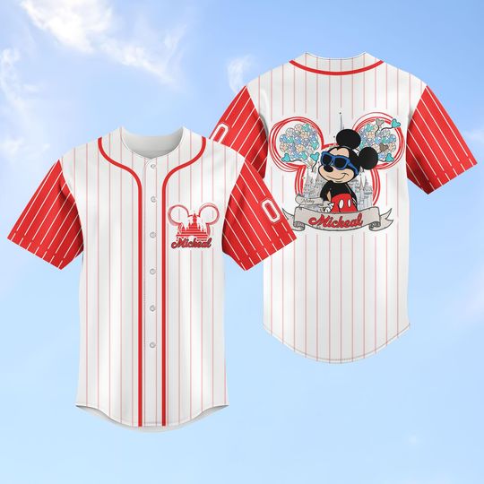 Discover Personalized Mickey Mouse Baseball Jersey, Custom Disney Park Shirt