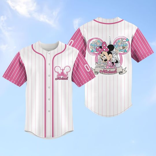 Discover Personalized Minnie Mouse Baseball Jersey, Custom Disney Park Shirt