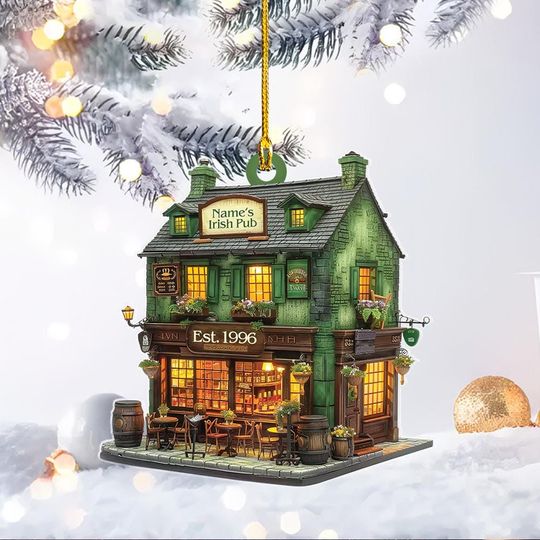 Discover Custom Irish Pub Ornament 2D Flat Irish Bar Ornament Vintage Irish Pub Decor, Bar Rearview Mirror Car Accessories, Ireland Gift ID-0103-WOK0