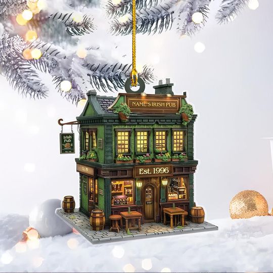 Discover Custom Irish Pub Ornament 2D Flat Irish Bar Ornament Vintage Irish Pub Decor, Bar Rearview Mirror Car Accessories, Ireland Gift ID-0103-7XCE