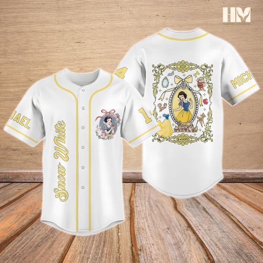 Discover Custom Snow White Princess Baseball Jersey, Disney Princess Jersey Shirt