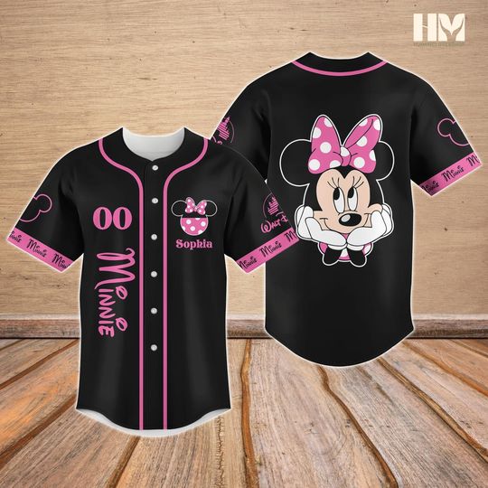 Discover Personalized Disney Minnie Baseball Jersey, Minnie Mouse Baseball Shirt