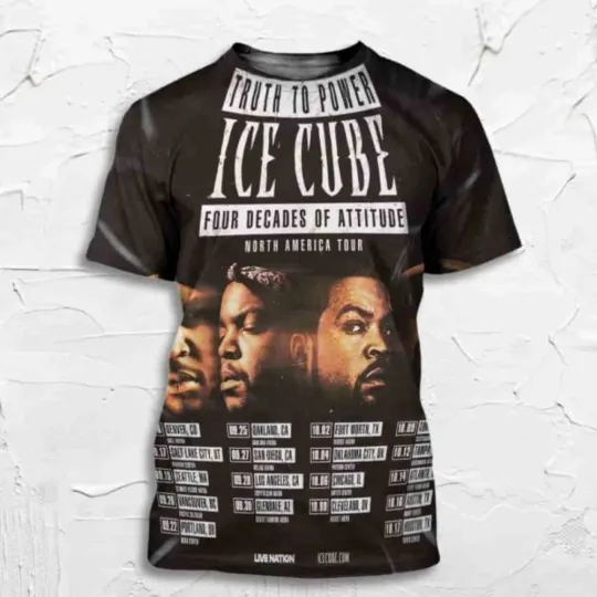 Discover Ice Cube Truth To Power Four Decades Of Attitude North America Tour 2025 T-Shirt