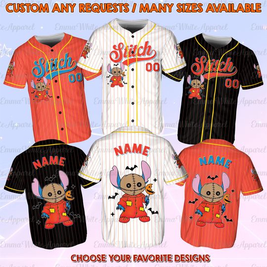 Discover Disney Stitch Trick Or Treat Jersey, Horror Stitch Costume Shirt, Disney Stitch Halloween Costume Shirt, Stitch Horror Film Characters Shirt
