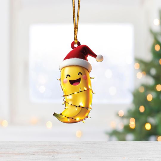 Discover Lovely Banana Christmas Tree Ornament, Banana Car Ornament, Banana Flat Hanging Ornament, Banana Lovers Xmas Ornament Gift ID-1021-XYKJ