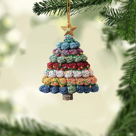 Discover Personalized Crochet Ornament, Crochet Christmas Ornament, Knitting Ornament, Crocheting Hanging Ornament, Yarn Ornament Decor TD-1120-GPK1