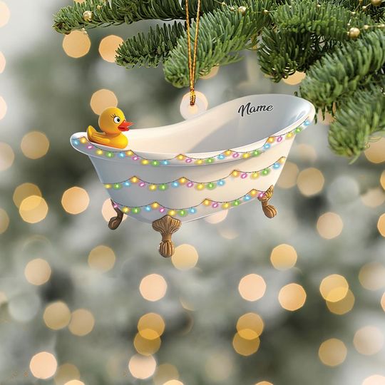 Discover Personalized Bathtub Ornament, Bath Tub Christmas Ornament, Bathroom Ornament, Restroom Hanging Ornament, Toilet Ornament Decor TD-1116-DRTL