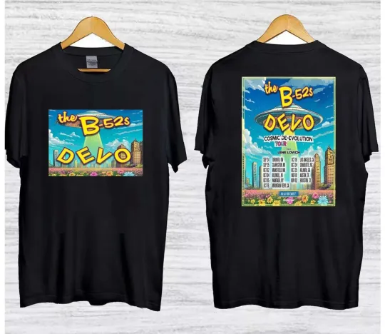 Discover DEVO & The B-52’s Cosmic De-Evolution Tour 2025 Double Sided T-Shirt for Fans