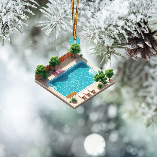 Discover Personalized Swimming Pool Ornament, Swimming Pool Christmas Ornament, Pool Lovers Ornament Gift, Pool Holiday Ornament Decor ID-1203-R8AC
