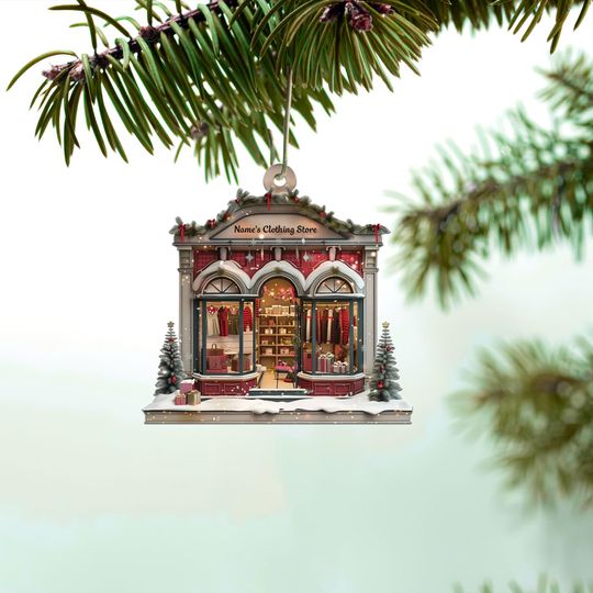 Discover Personalized Clothing Store 2D Flat Christmas Ornament, Tailor Shop Car Ornament, Tailor Shop Owner Gift, Housewarming Gift ID-1125-6CKE