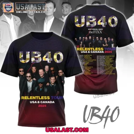 UB40 Band Relentless Tour Usa & Canada 2025 3D T-Shirt