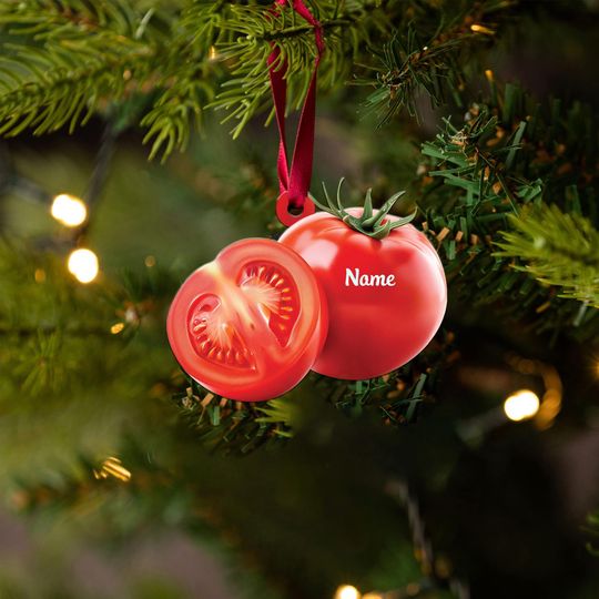 Tomato Christmas Light Ornament, Christmas Tree Decor, Loved Tomato Ornament, Hanging Ornament Gift
