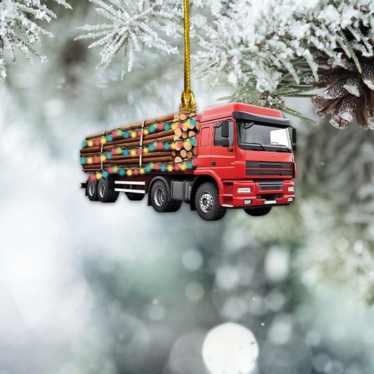 Log Truck Christmas Ornament, Truck Driver Ornament Gift, Trucker Ornament, Arborist Ornament